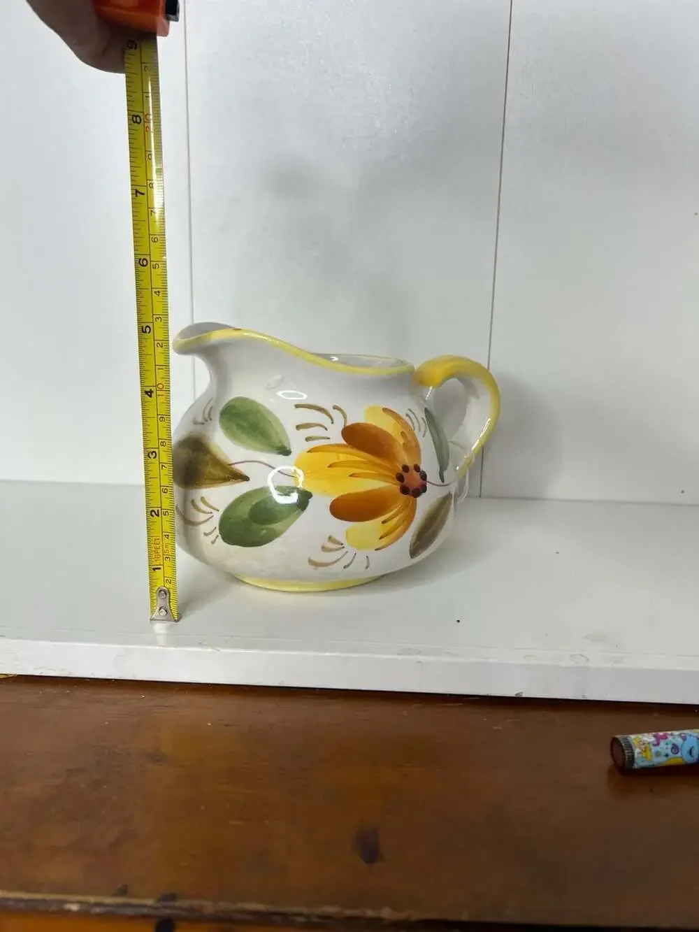 Vintage Hand Painted Floral Ceramic Pitcher Made in Italy for FTD